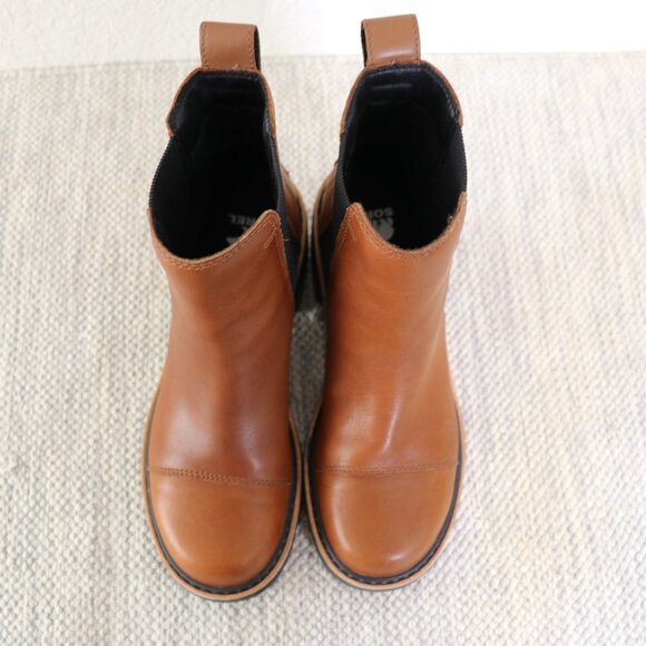 Sorel Joan Now Chelsea Boots Women's 8 Brown Leather Waterproof Lug Sole Block - Picture 7 of 16